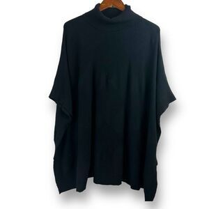Alfani Women's‎ Size M Turtleneck Poncho Sweater Black Checkered Ribbed Pullover